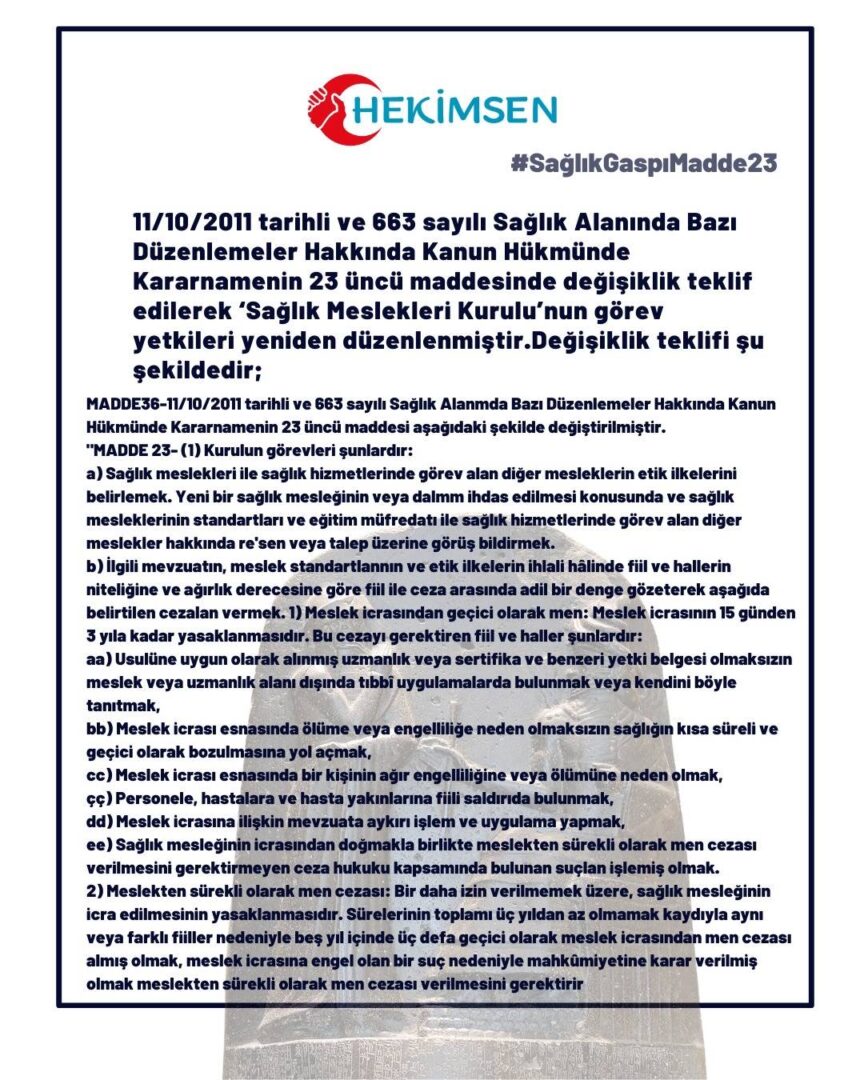 Hekimsen: Kanun Teklifi Çekilmezse Sendikal Hareketlere Başlayacağız!