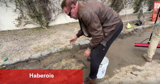 Arnold Schwarzenegger eline kürek alıp çukuru asfaltla doldurdu! O anlar olay oldu