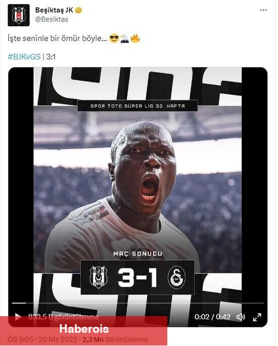 Beşiktaş'tan derbi zaferi sonrası paylaşımlar