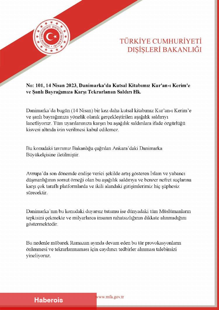 Danimarka Büyükelçisi Dışişleri'ne çağrıldı!