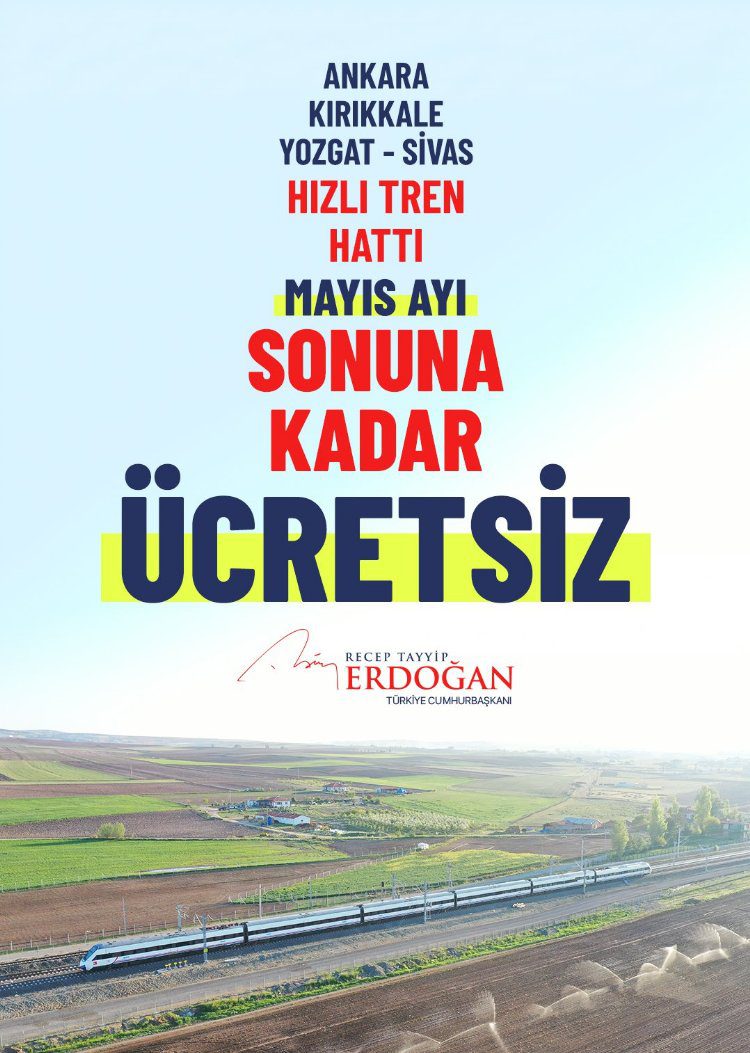 Erdoğan duyurdu... Ankara-Sivas Hızlı Treni 1 ay ücretsiz olacak