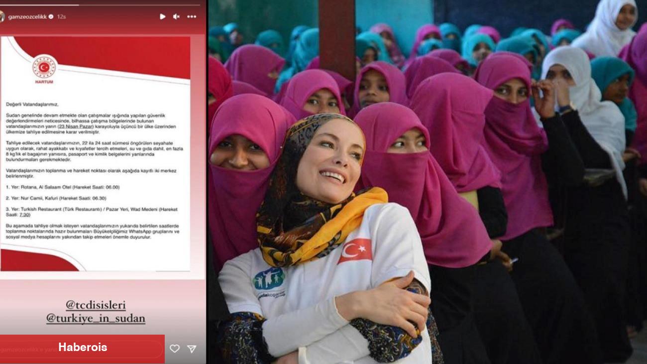 Gamze Özçelik Sudan'daki Türk vatandaşlarının tahliyesiyle ilgili paylaşım yaptı