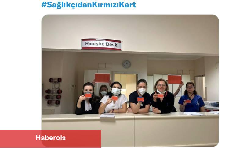Sağlık Çalışanlarından ‘Kırmızı Kart’ Protestosu!