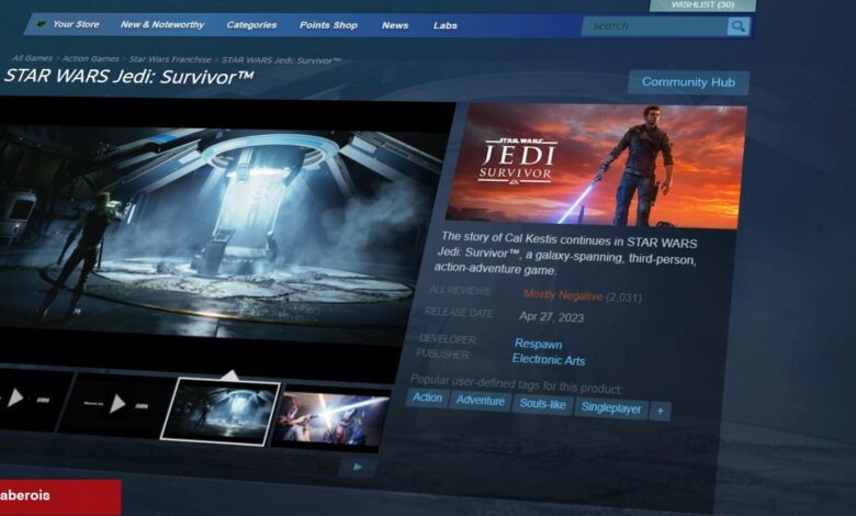 Star Wars Jedi: Survivor Steam'de "çoğunlukla olumsuz" incelemelere sahip - Haberois Star Wars Jedi: Survivor Steam'de "çoğunlukla olumsuz" incelemelere sahip