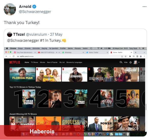 Arnold Schwarzenegger'den Türkiye'ye teşekkür mesajı!