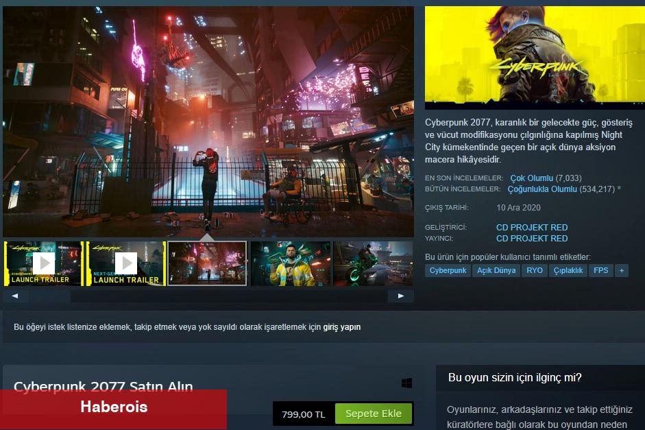 Cyberpunk 2077 için bir artırım daha! 499 TL'lik oyun 799 TL'ye yükseldi! - Haberois Cyberpunk 2077 için bir artırım daha! 499 TL'lik oyun 799 TL'ye yükseldi!