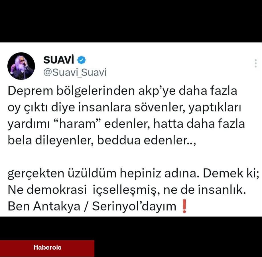 Depremzedelere hakaretler savuran kitleye Suavi'den ikaz niteliğinde cevap!