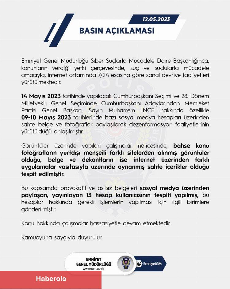 Emniyet'ten 'İnce dezenformasyona' 13 hesap tespiti!