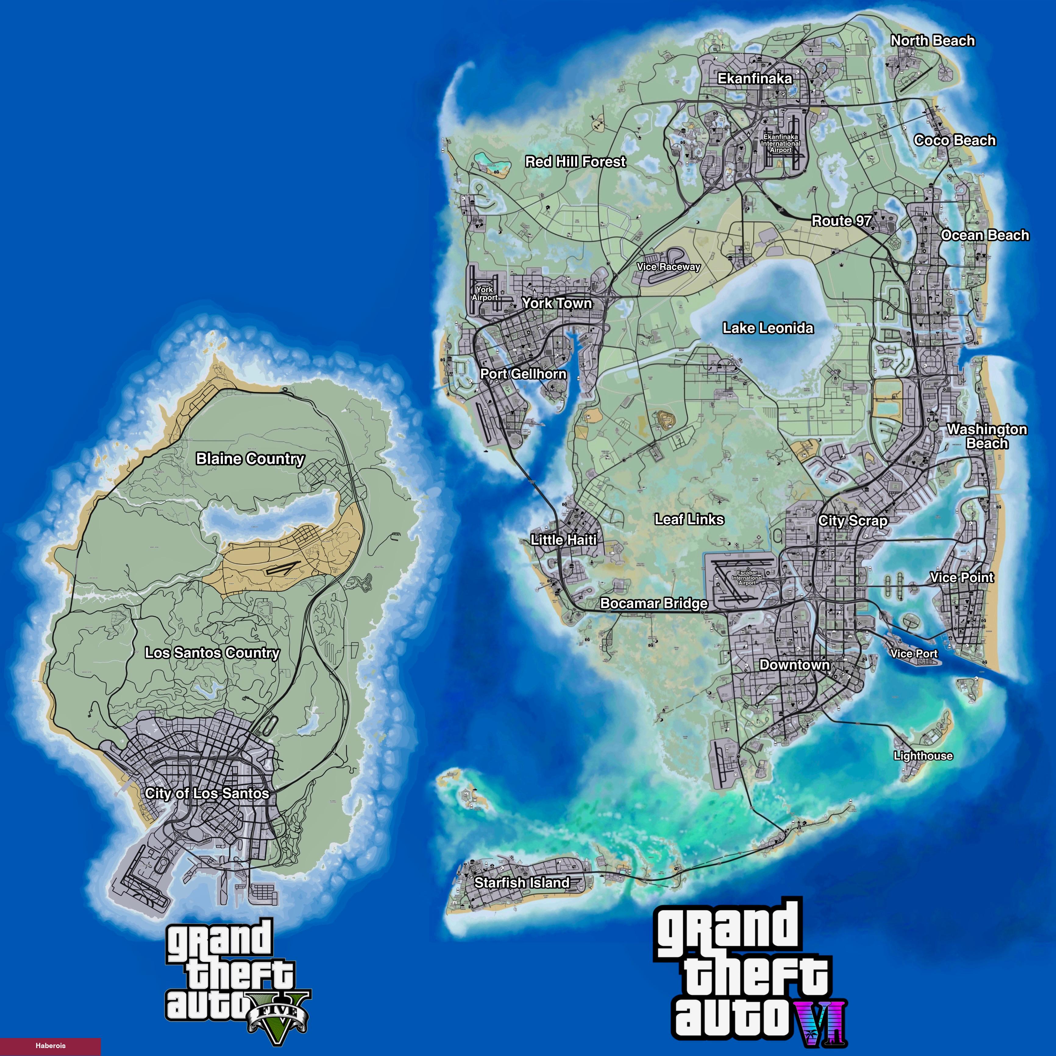 GTA 6 için yayınlanan harita konseptleri beklentileri yükseltiyor! GTA 5'ten 2 kat daha büyük!