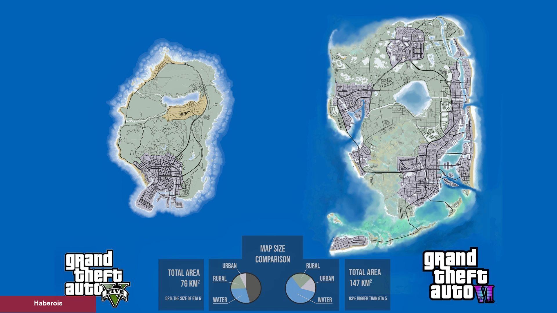 GTA 6 için yayınlanan konsept haritalar beklentileri yükseltiyor! GTA 5'ten 2 kat daha büyük!
