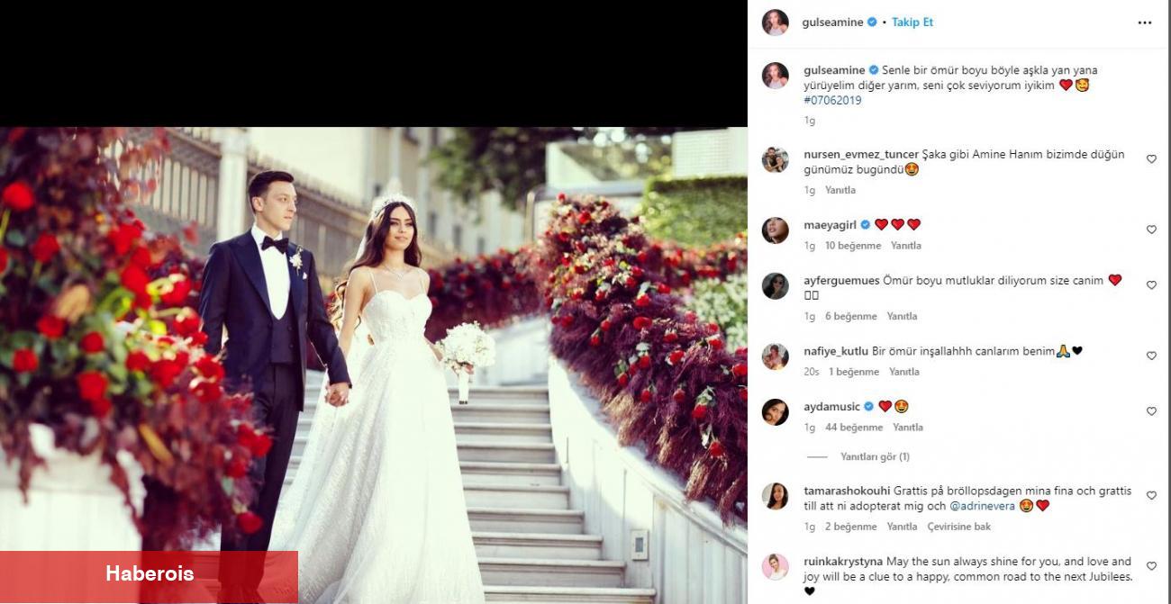 Amine Gülşe ve Mesut Özil'den evlilik yıl dönümü kutlaması! "Diğer yarım..."