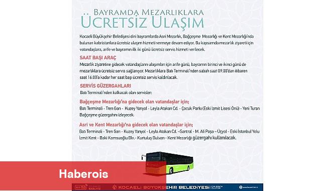 Bayramda mezarlıklara ücretsiz ulaşım - Haberois Bayramda mezarlıklara ücretsiz ulaşım