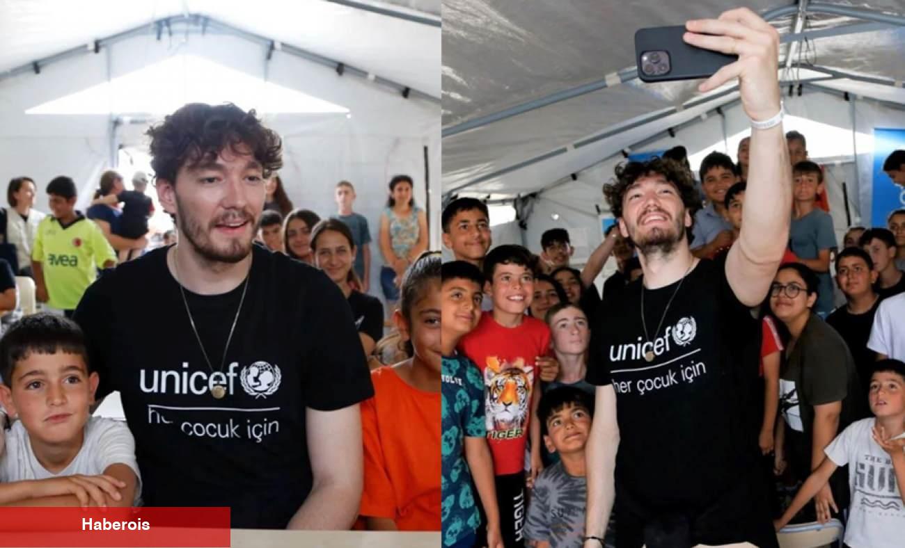 Cedi Osman depremzede çocuklarla buluştu! Okul bahçesindeki sönük topu görünce duygulandı