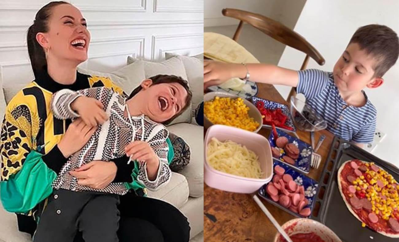 Fahriye Evcen'in oğlu Karan'dan pizza şov!