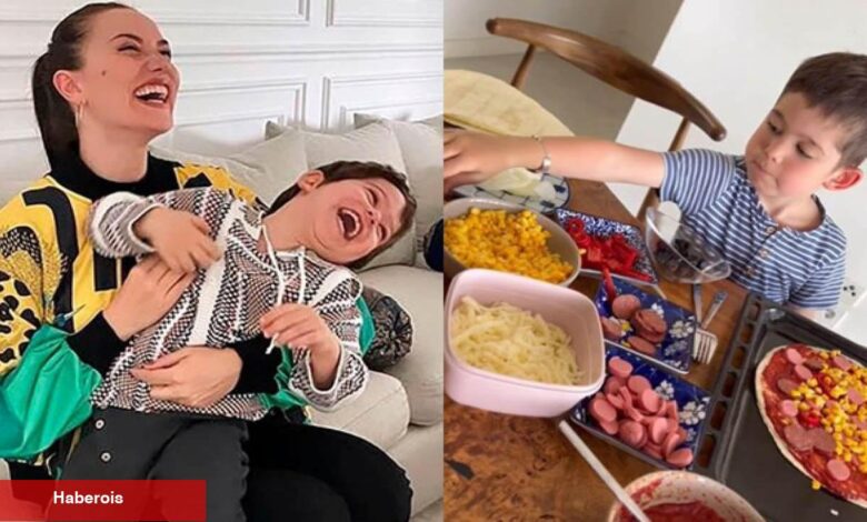 Fahriye Evcen'in oğlu Karan'dan pizza şov! - Haberois Fahriye Evcen'in oğlu Karan'dan pizza şov!