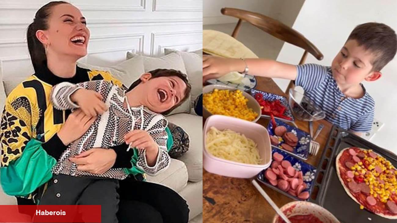 Fahriye Evcen'in oğlu Karan'dan pizza şov!