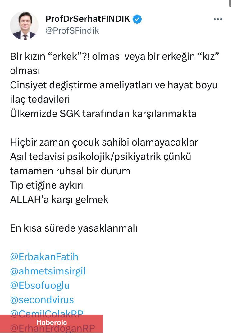 Şimdi De Cinsiyet Değiştirme Ameliyatlarını Hedef Aldı, “Allah’a Karşı Gelmek” Dedi