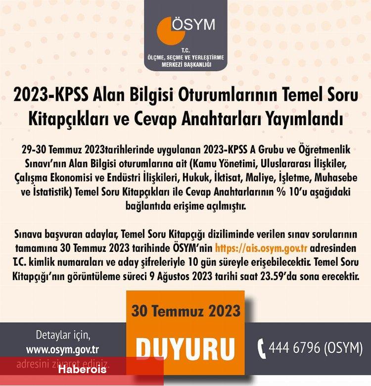 2023-KPSS'nin cevap anahtarları yayımlandı