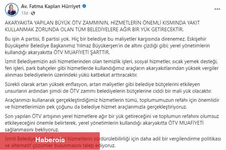 Başkan Hürriyet'ten ÖTV zammına tepki: Muafiyet şart!