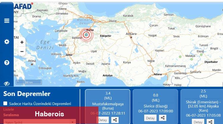 Bursa Mustafakemalpaşa'da 3,4 büyüklüğünde deprem!
