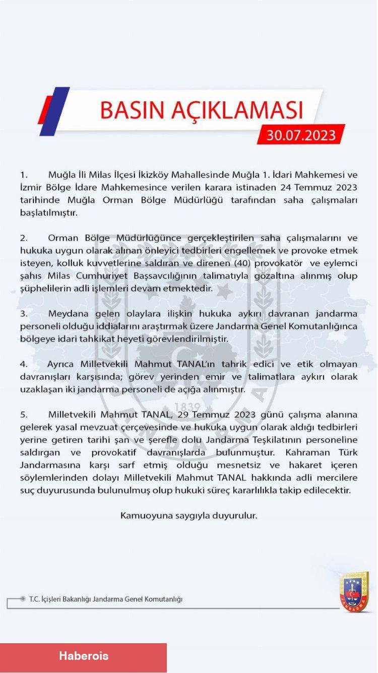 Jandarma'dan 'Akbelen' açıklaması!