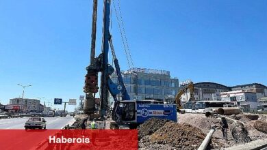 Kaşkaldere Kavşağı'nda köprü kazıkları çakılıyor