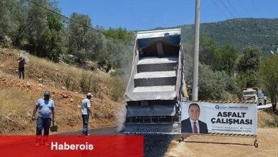 Hacıoğlan ve Sarıbelen grup yolunda asfalt çalışması