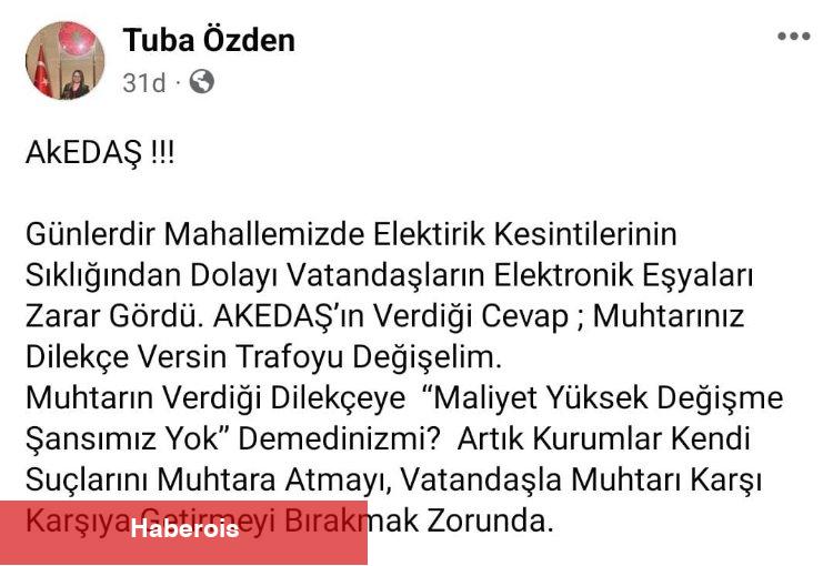 Muhtar Özden'den Akedaş'a sert tepki