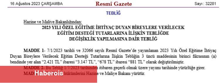 Özel eğitime destek tutarları güncellendi