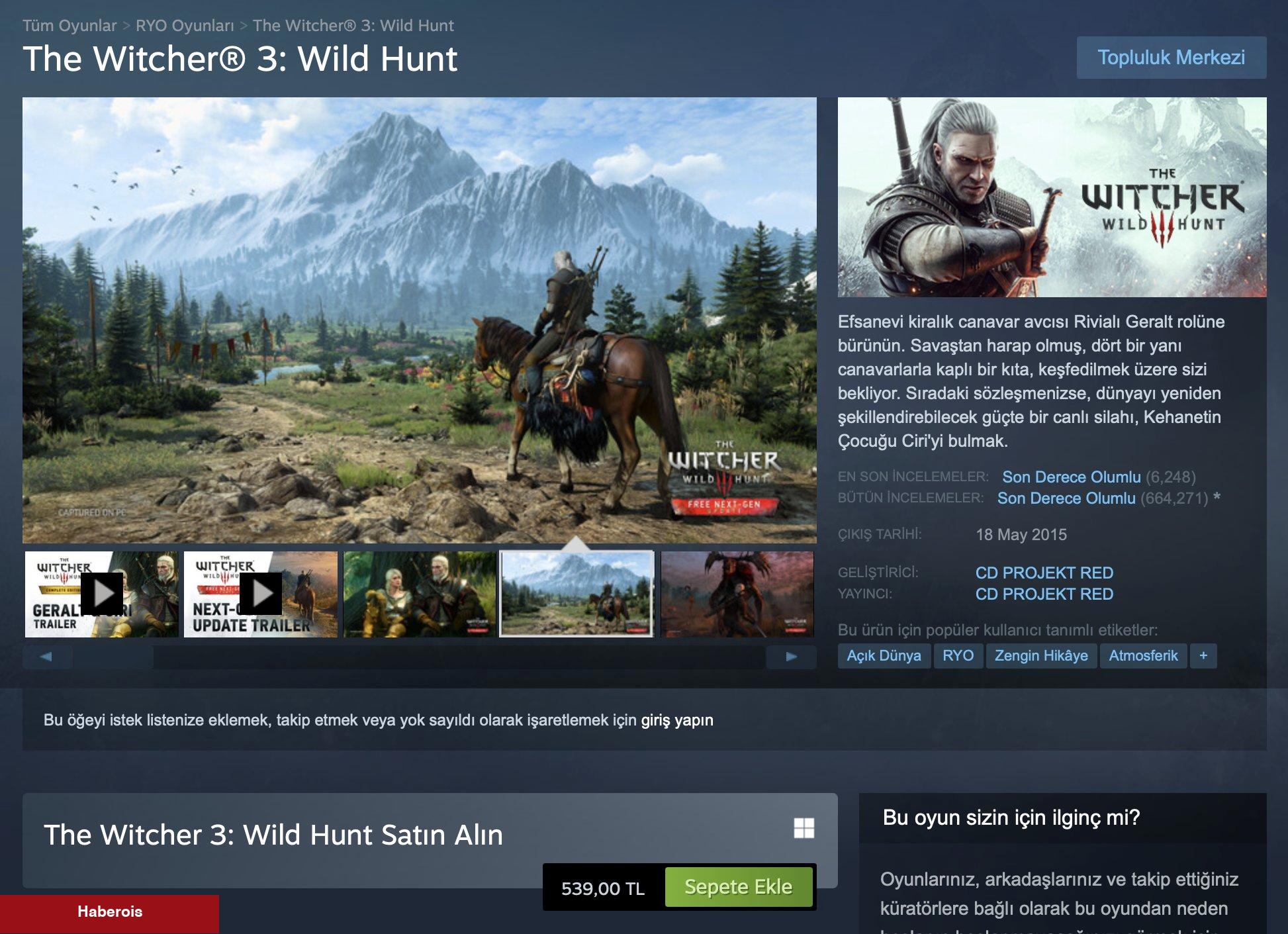 The Witcher 3: Wild Hunt Steam'de Bir Defa Daha Zamlandı - Haberois The Witcher 3: Wild Hunt Steam'de Bir Defa Daha Zamlandı