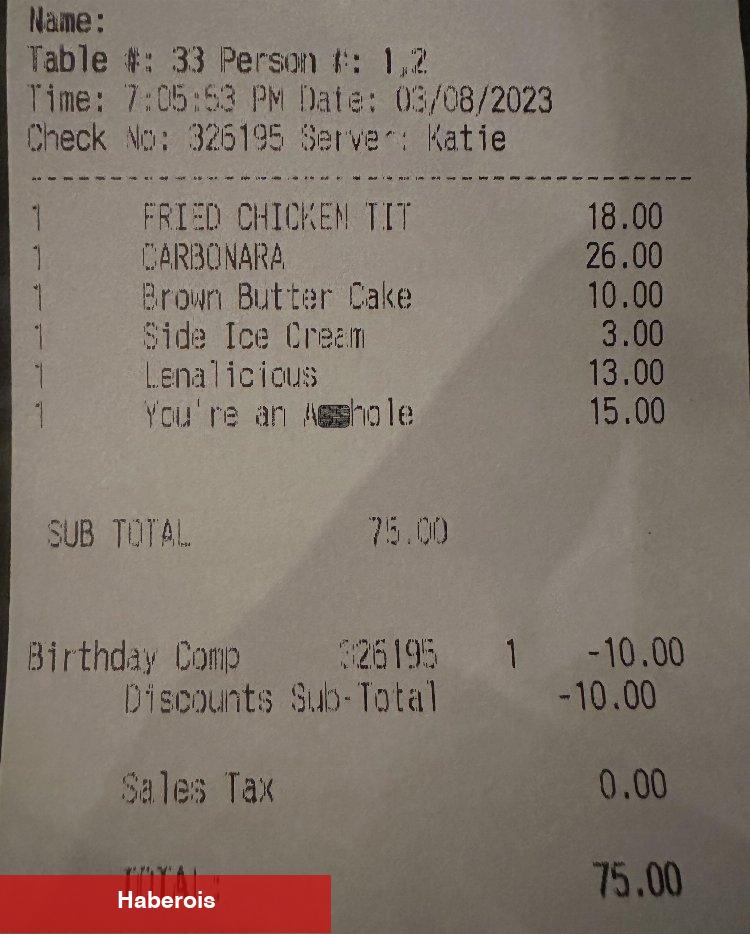 Restoranda adisyon şoku! 15 dolarlık 'hakaret' ücreti!