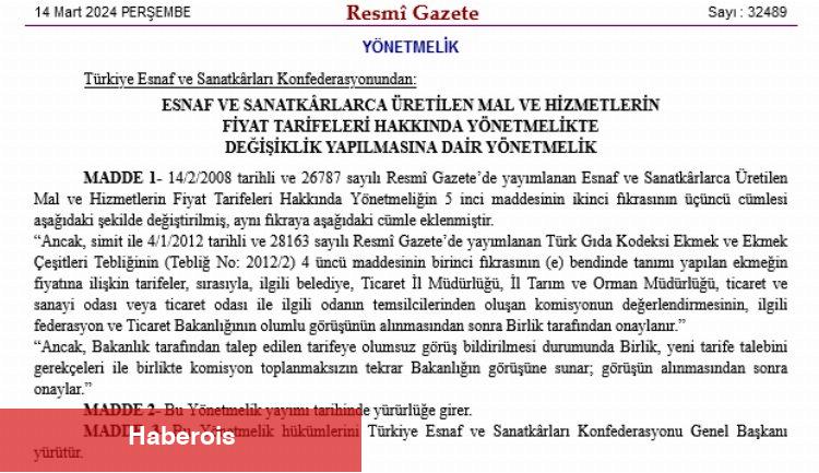 Ekmek ve simit fiyatlarına 'görüş alma' koşulu!