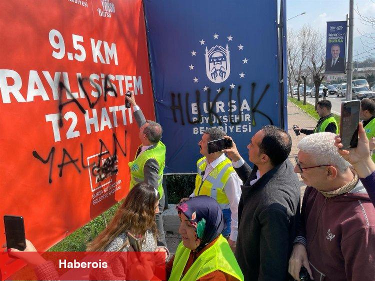 İYİ Parti'den Bursa'da sprey boyalı protesto