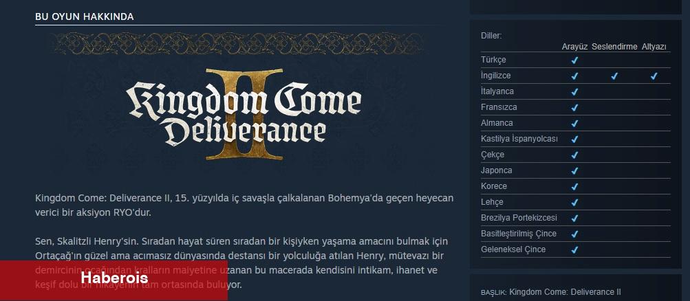 Kingdom Come: Deliverance 2'ye Türkçe Lisan Takviyesi Eklendi! - Haberois Kingdom Come: Deliverance 2'ye Türkçe Lisan Takviyesi Eklendi!