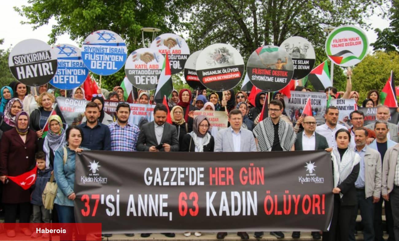 AK Parti bayan kolları Filistinli anneler için toplandı! "Anne katili İsrail"