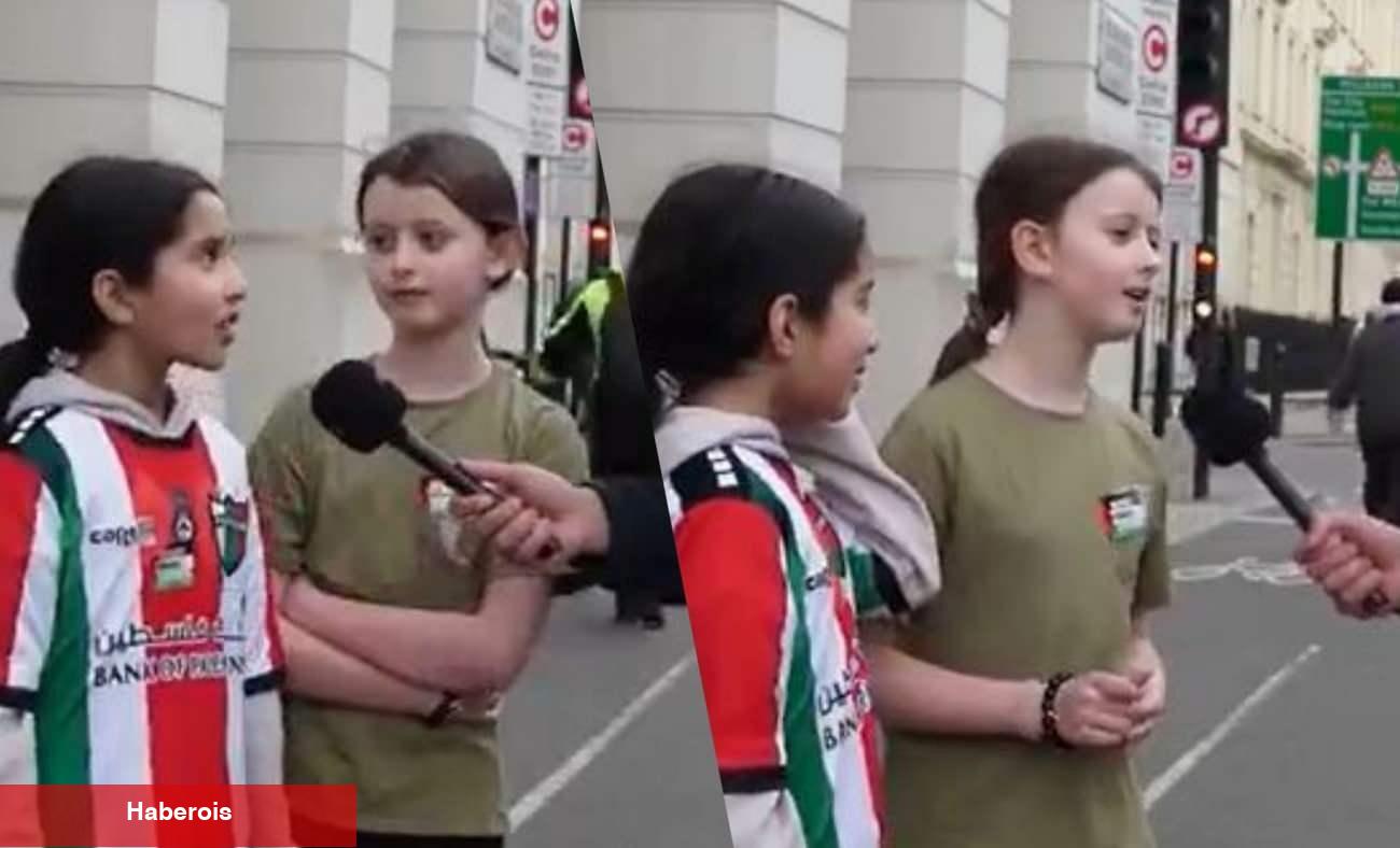 Dünyada bir ihtilal yaşanıyor! İngiltere'de 2 küçük kız Filistin'de yaşananlara dikkat çekti