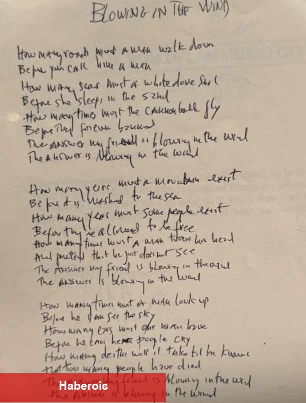 Bob Dylan'ın elinden müzik sözleri! 85 bin dolardan satışta