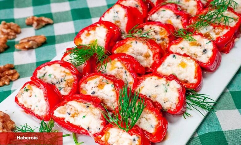 Hem hafif hem lezzetli: Peynir dolgulu biber sarma - Haberois Hem hafif hem lezzetli: Peynir dolgulu biber sarma