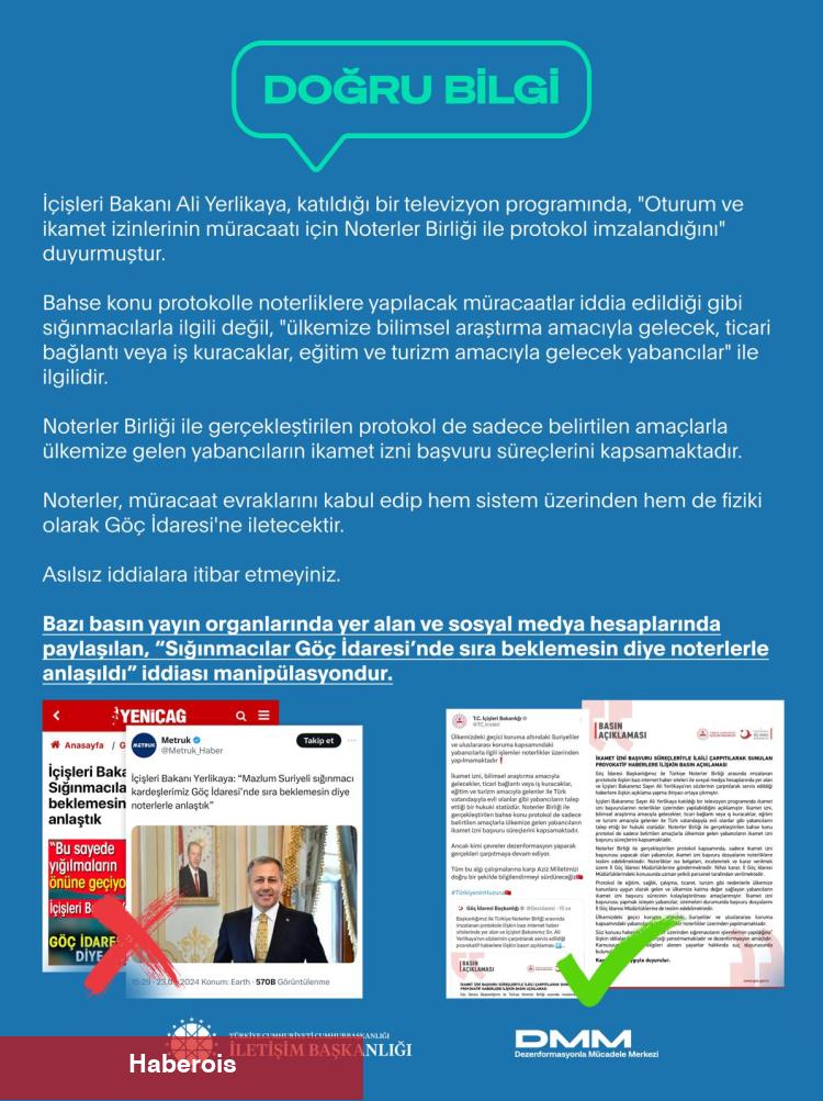 İletişim: Göç İdaresi'nin noterle anlaştığı iddiaları manipülasyon
