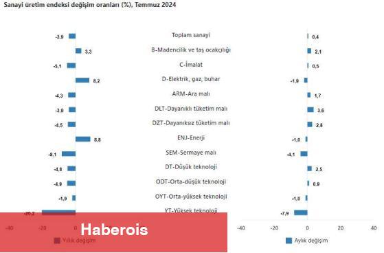 Sanayi üretimi aylık bazda hafif arttı, yıllık bazda düşüşünü sürdürdü