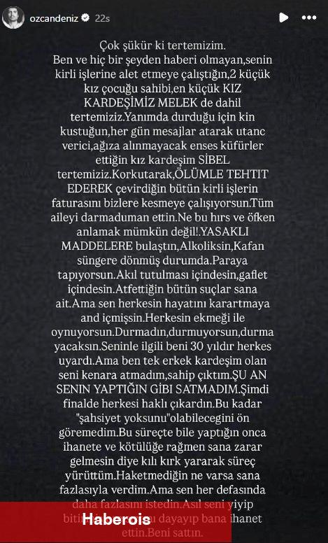 Özcan Deniz'den ağabeyiyle ilgili şoke eden iddia! Toplumsal medyadan tek tek açıkladı