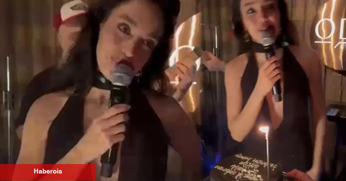 Aybüke Albere’ye sahnede pasta sürprizi