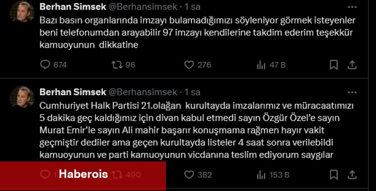 Berhan Şimşek'in de geç başvurusu kabul edilmedi! Özel'e sitem etti!