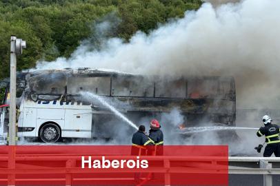Düzce'de otobüs yandı