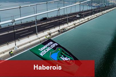 Kocaelispor bayrağı, Osmangazi Köprüsü’ne asıldı!