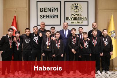 Konya'da dereceye giren öğrencilerden Lider Altay'a ziyaret