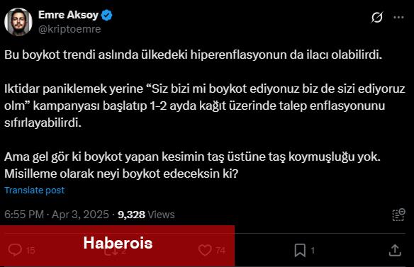 Kripto Analisti Emre Aksoy: “Boykot, Türkiye’deki Hiperenflasyonun İlacı Olabilirdi”