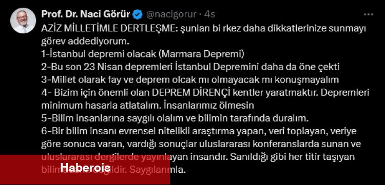 Prof. Dr. Naci Görür’den Marmara Zelzelesi uyarısı: Dirençli kentler oluşturalım!