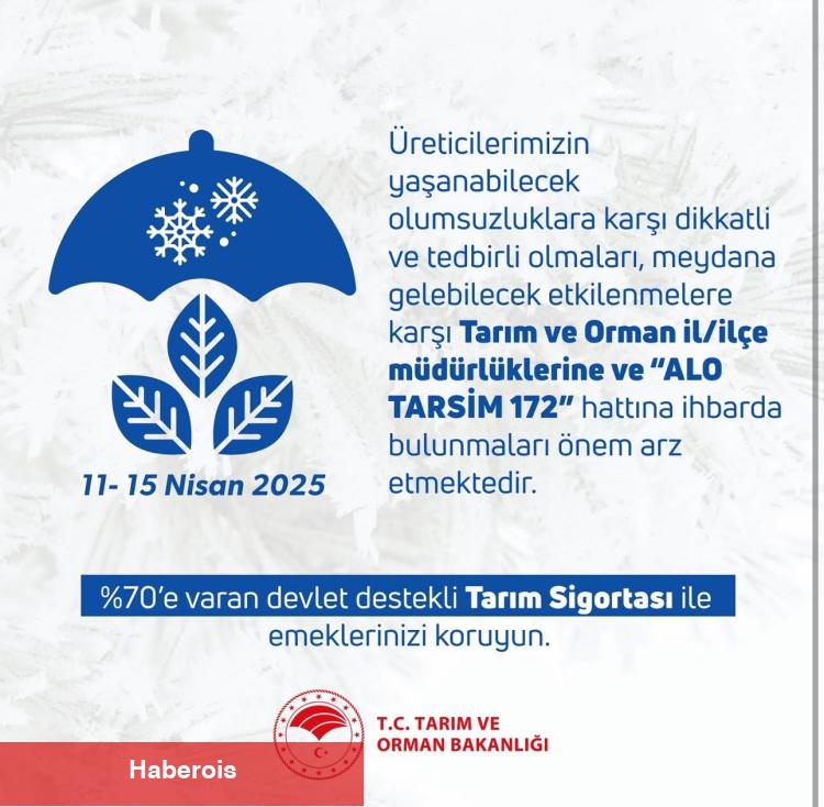 Tarım ve Orman Bakanlığı’ndan çiftçilere zirai uyarı!