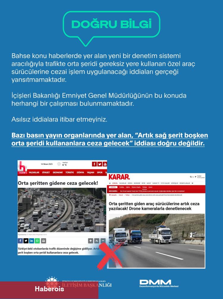 Trafikte 'orta şeride ceza' iddiaları asılsız